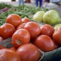 Produce is displayed on a table.