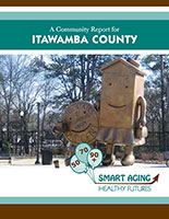 Advertisement for Itawamba county with playground toys and art in the photo.