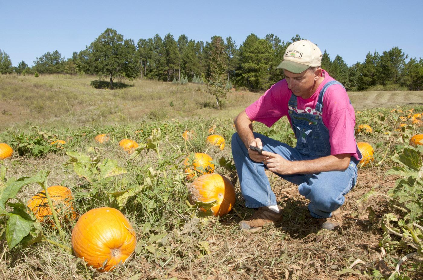 Michael May of Lazy Acres Plantation in Chunky uses social media to connect with visitors to his agritourism business which includes a pumpkin patch, corn maze, petting zoo and Christmas tree farm. (Photo by Kat Lawrence)