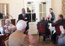 Current Freeman scholar Carlson Graham speaks about his experiences at Mississippi State University's College of Veterinary Medicine at a legislative luncheon sponsored by the Mississippi Veterinary Medical Association. (Photo by MSU College of Veterinary Medicine/Tom Thompson)