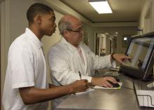 This high school student observes a family practice doctor at work during the 2016 Rural Medical Scholars summer program at Mississippi State University. Applications and program details for 2017 are available online at http://www.extension.msstate.edu/rms/. (Photo by MSU Extension Service/Kevin Hudson)