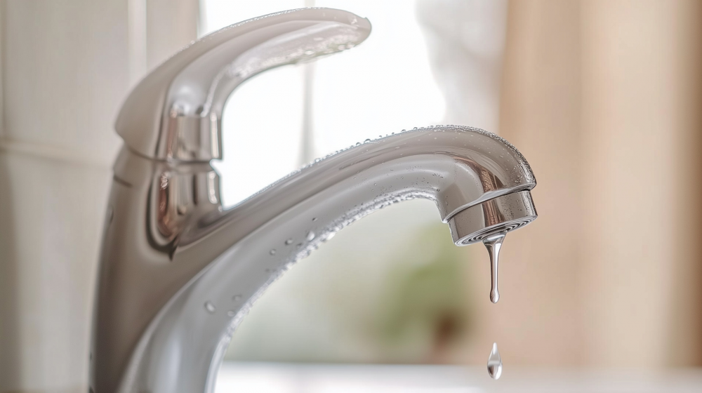 Water dripping from faucet