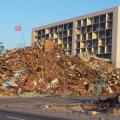 Debis in front of one of the damaged structures in Biloxi.