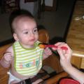 Ainsley Grey Trimm, of Starkville, enjoys pureed yellow squash and carrots that her mother prepared for her. Ainsley Grey's parents and many others find baby food easy and inexpensive to make. (Courtesy photo provided by Sara Stone)