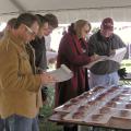 Participants in a Mississippi Agricultural and Forestry Experiment Station research project rate steaks displayed in Mississippi State University's Junction. The research team was gauging the public's willingness to pay extra for a thicker, heartier steak. (Photo by MSU Food Science, Nutrition and Health Promotion/Jason Behrends)