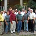 Agricultural administrators from Louisiana State University, Mississippi State University and the University of Arkansas met in Vicksburg to plan cooperative programs in support of agricultural enterprises. In attendance were, front row (left to right) Paul Coreil, LSU AgCenter, Cooperative Extension Service; Wes Burger, MSU Agricultural and Forestry Experiment Station; Nathan McKinney, University of Arkansas; Dwight Landreneau, LSU AgCenter, Cooperative Extension Service; John Russin; LSU AgCenter, Louisia