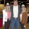 Miss Dixie National Paige Nicholson and Miss Mississippi Rodeo Samantha Golden joined Mississippi State University Extension Service director Gary Jackson at the 2012 Dixie National Sale of Junior Champions to support youth development and agriculture. (Photo by Kat Lawrence)