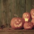 Four jack-o-lantern pumpkins