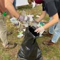 People picking up trash