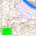 Graphic showing of map a zigzag pattern used to blood trail deer.
