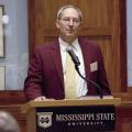 Dr. Richard Hopper, professor at the Mississippi State University College of Veterinary Medicine, thanks contributing authors and his family at an event hosted by the MSU Mitchell Memorial Library to celebrate the publication of his book, "Bovine Reproduction." (Submitted Photo)