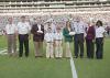 Fans celebrated a win and 4-H Youth Development Saturday, Sept. 21, 2013, at Mississippi State University’s football game against Troy University. From left are Greg Bohach, vice president for the MSU Division of Agriculture, Forestry and Veterinary Medicine; Gary Jackson, director of the MSU Extension Service; MSU President Mark Keenum; Rep. Preston Sullivan with grandsons Lake and Tyler; State 4-H President Mary Kate Gaines of Coldwater; Sen. Billy Hudson and his wife, Barbara; and Paula Threadgill, Exten